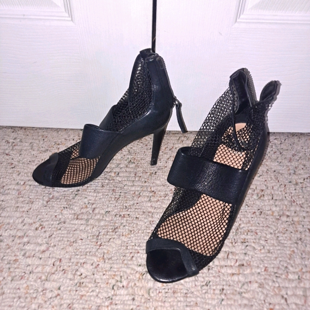 Joe's fishnet stiletto heels